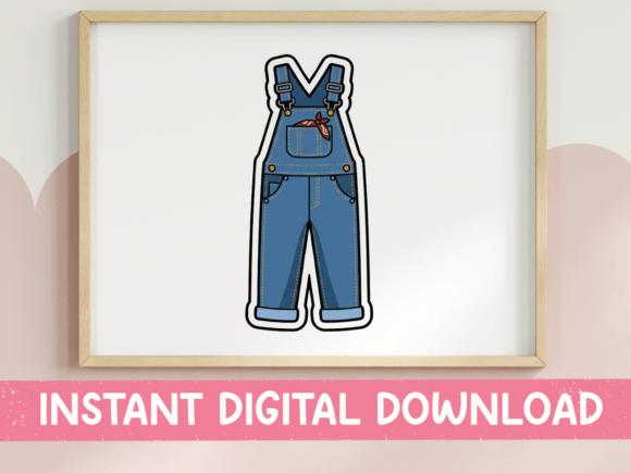 Denim Overalls Sticker Design: Graphics for T-Shirt Designs