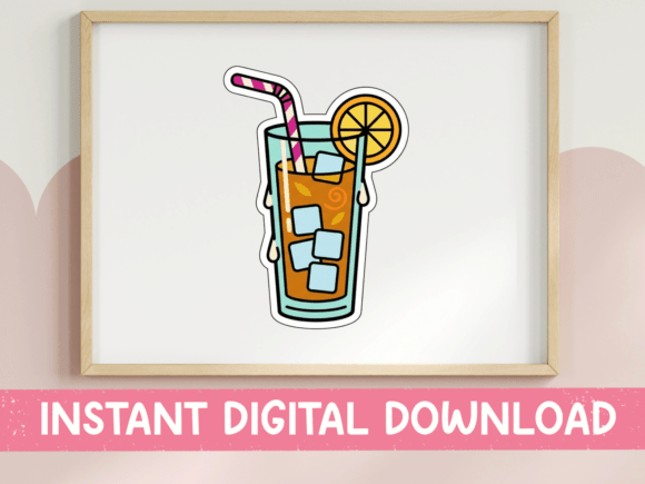Iced Tea Glass Sticker Graphics & T-Shirt Designs