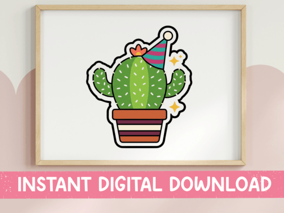 Party Cactus Sticker: Fun Graphics for T-Shirt Designs
