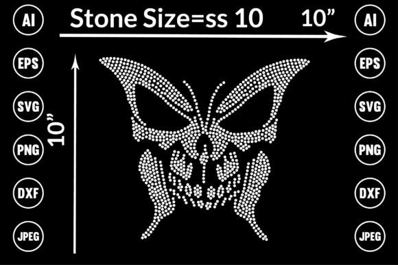 Skull Butterfly Rhinestone Graphics for T-Shirt Designs