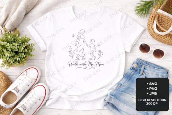 Walk with Me, Mom T-shirt Design Graphics